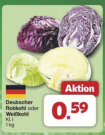 Deutscher Rotkohl oder Weißkohl, Kl. I - 1 kg
