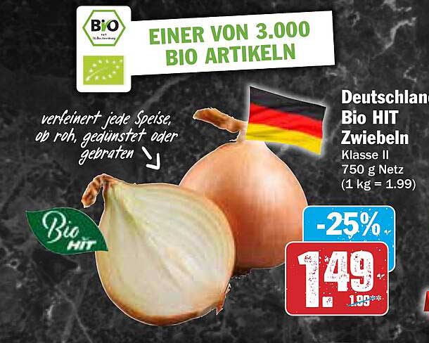 Deutschland Bio HIT Zwiebeln 750 g