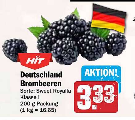 Deutschland Brombeeren Sorte: Sweet Royalla Klasse I 200 g Packung