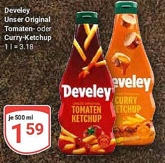 Develey Unser Original Tomaten- oder Curry-Ketchup 500 ml