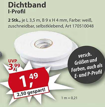 Dichtband I-Profil 2 Stück