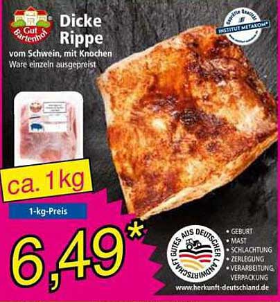Dicke Rippe vom Schwein, mit Knochen