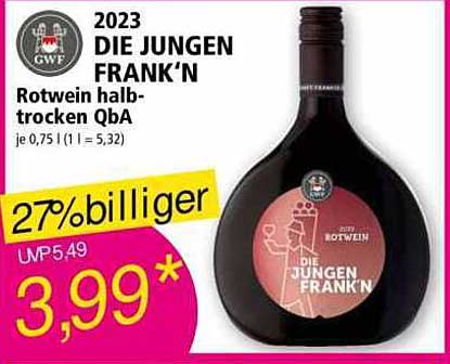 DIE JUNGEN FRANK'N Rotwein halb-trocken QbA 0,75L