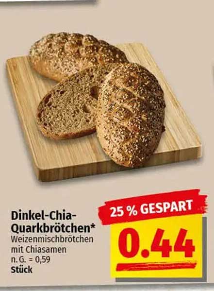 Dinkel-Chia-Quarkbrötchen* Weizenmischbrötchen mit Chiasamen