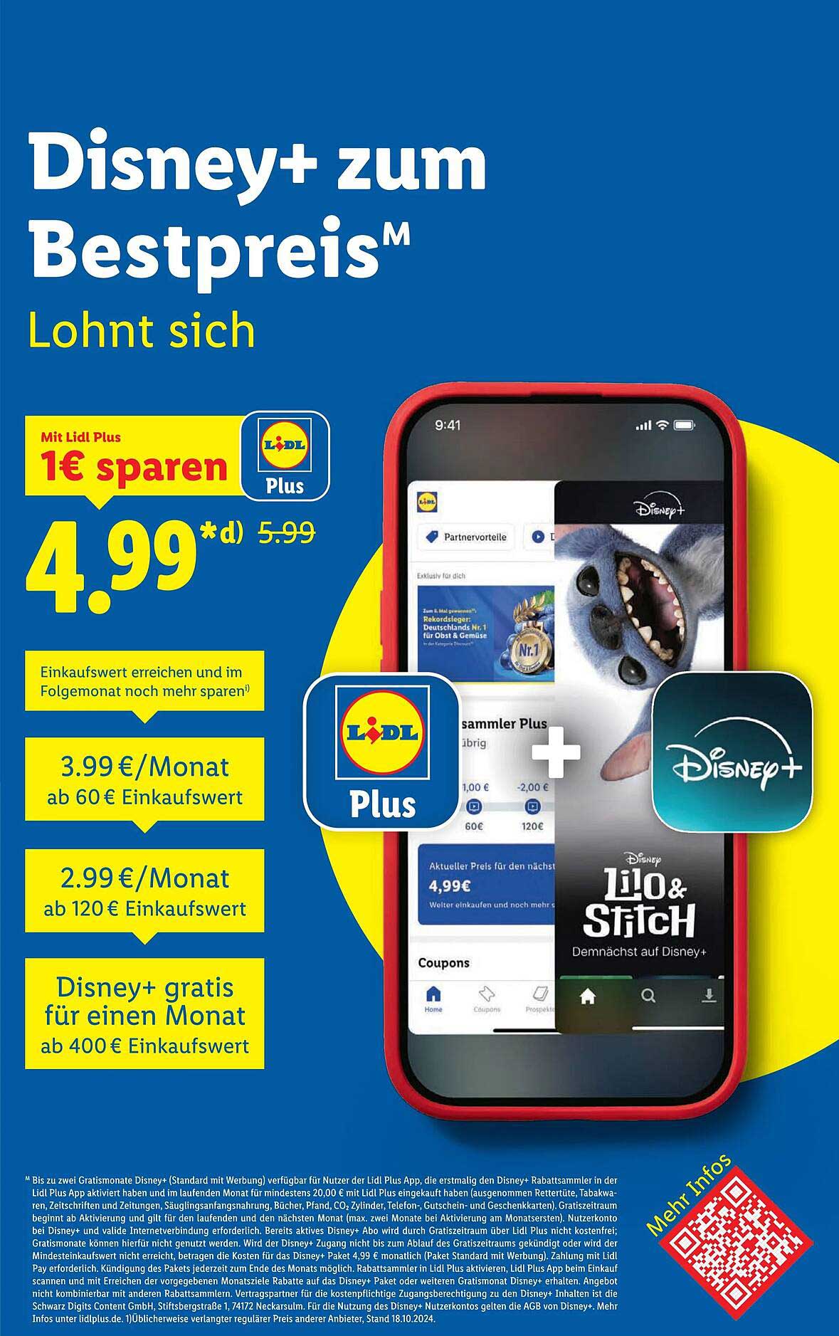 Disney+ zum Bestpreis bei Lidl – 4,99 € statt 5,99 €