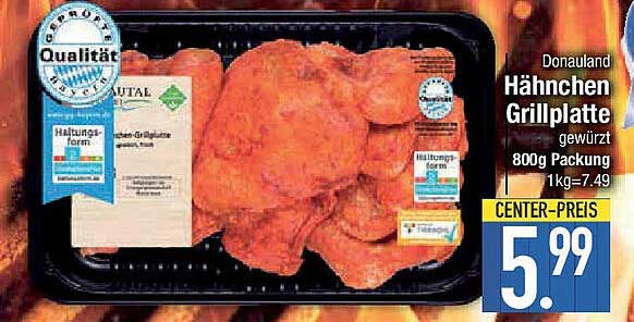 Donauland Hähnchen Grillplatte gewürzt 800g