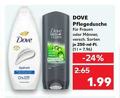 DOVE Pflegedusche für Frauen oder Männer, versch. Sorten je 250-ml-Fl.