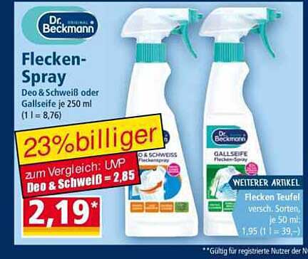 Dr. Beckmann Flecken-Spray Deo & Schweiß oder Gallseife je 250 ml