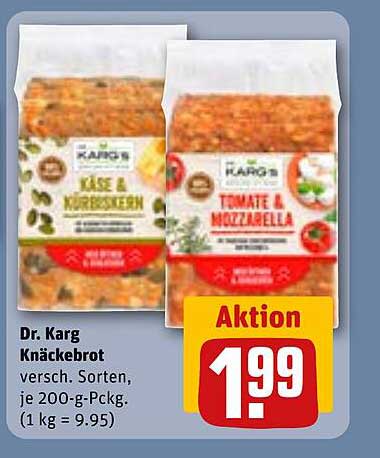Dr. Karg Knäckebrot - Käse & Kürbiskernen oder Tomate & Mozzarella