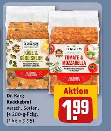Dr. Karg Knäckebrot, verschiedene Sorten, je 200-g-Päckchen