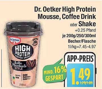 Dr. Oetker High Protein Mousse, Coffee Drink oder Shake