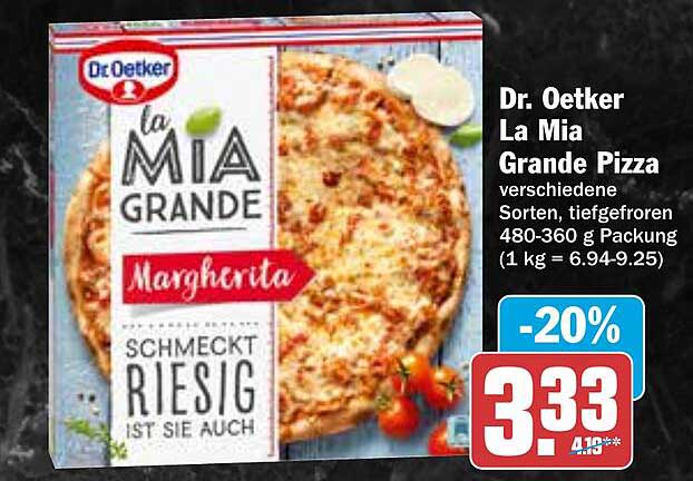 Dr. Oetker La Mia Grande Pizza Margherita – Verschiedene Sorten, tiefgefroren
