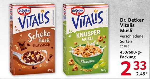 Dr. Oetker Vitalis Müsli (verschiedene Sorten) 450/600-g-Packung