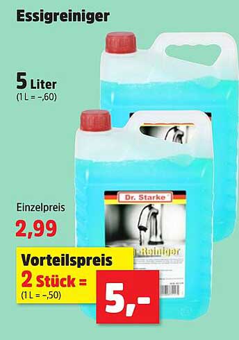 Dr. Starke Essigreinger 5 Liter - Vorteilspreis 2 Stück = 5,-