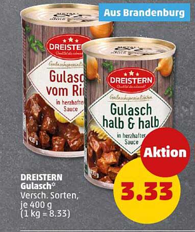 DREISTERN Gulasch – Verschiedene Sorten, je 400 g
