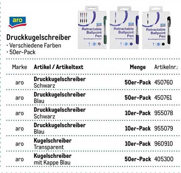 Druckkugelschreiber 50er-Pack in verschiedenen Farben