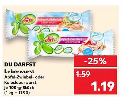 DU DARFST Leberwurst Apfel-Zwiebel- oder Kalbsleberwurst je 100-g-Stück