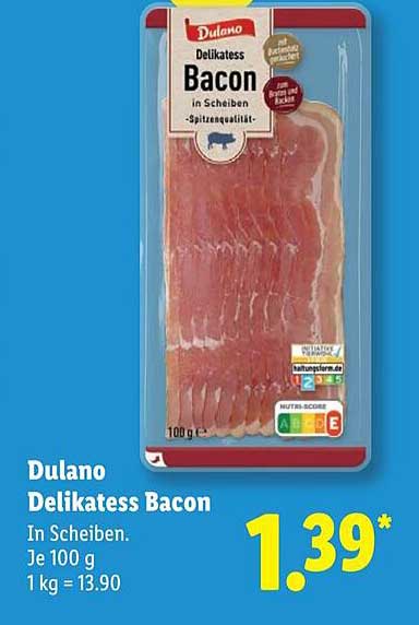 Dulano Delikatess Bacon in Scheiben