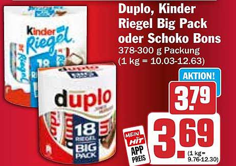 Duplo, Kinder Riegel Big Pack oder Schoko Bons