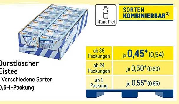Durstlöscher Eistee - Verschiedene Sorten (0,5-l-Packung)