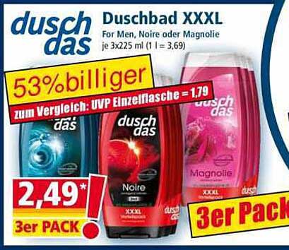 duschdas Duschbad XXXL – 3er Pack für Männer: Noire oder Magnolie