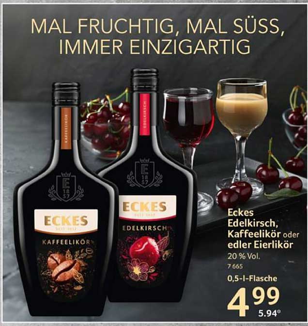 Eckes Edelkirsch, Kaffee- oder Eierlikör 0,5 l