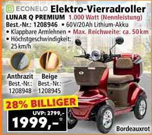 Econelo Elektro-Vierradroller LUNAR Q PREMIUM 1.000 Watt
