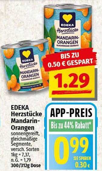 EDEKA Herzstücke Mandarin-Orangen 300/312g Dose