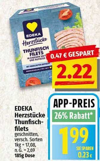 EDEKA Herzstücke Thunisch-Filets 185g Dose