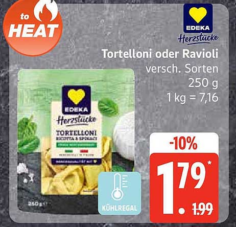 EDEKA Tortelloni oder Ravioli, verschiedene Sorten 250 g