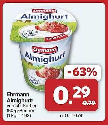 Ehrmann Almighurt Erdbeere 150-g-Becher