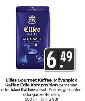 Eilles Gourmet Kaffee, Mövenpick Kaffee Edle Komposition gemahlen oder Idee Kaffee
