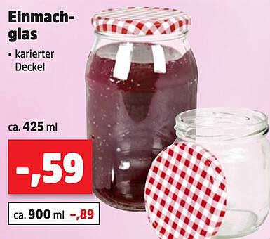 Einmachglas mit kariertem Deckel 425 ml