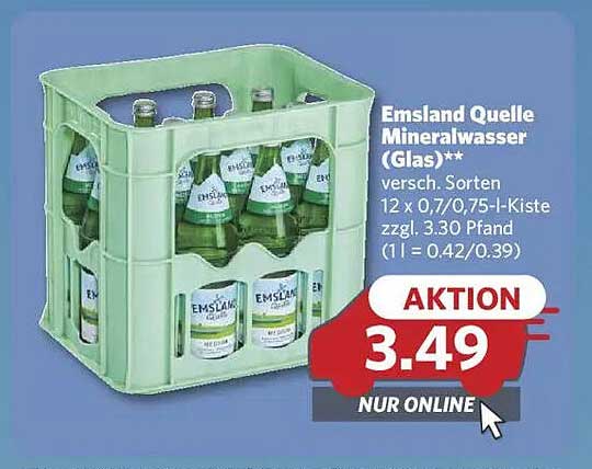 Emsland Quelle Mineralwasser (Glas) - 12 x 0,7 l Kiste