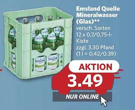 Emsland Quelle Mineralwasser (Glas) 12er Kiste - Aktion