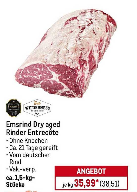 Emsrind Dry aged Rinder Entrecôte ca. 1,5-kg-Stücke