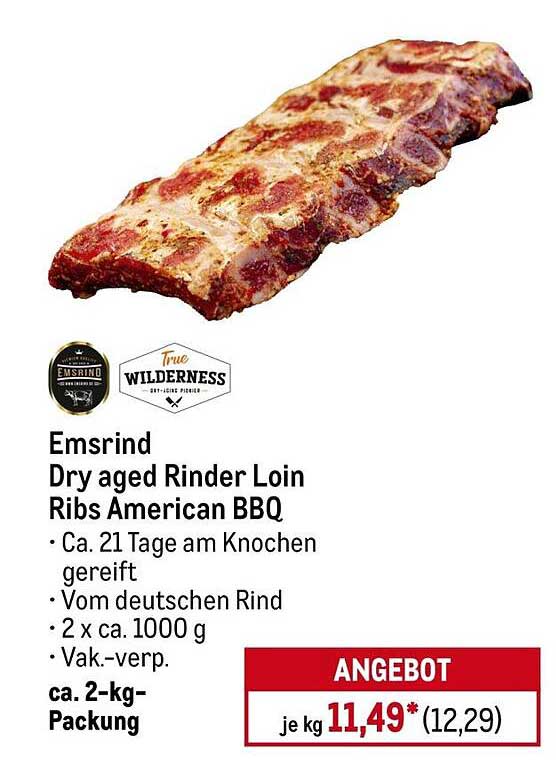 Emsrind Dry aged Rinder Loin Ribs American BBQ