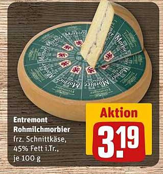 Entremont Rohmilchmorbier frz. Schnittkäse, 45% Fett i.Tr., je 100 g