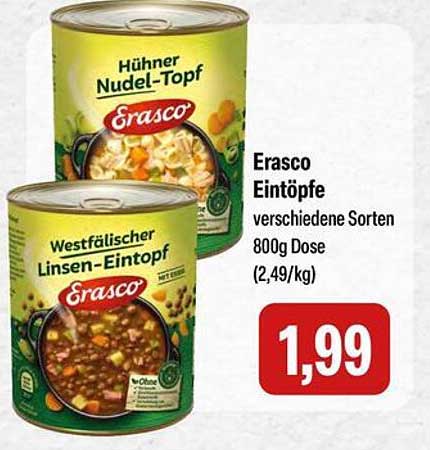 Erasco Eintöpfe – Hühnermantel-Topf und Westfälischer Linsen-Eintopf 800g Dose