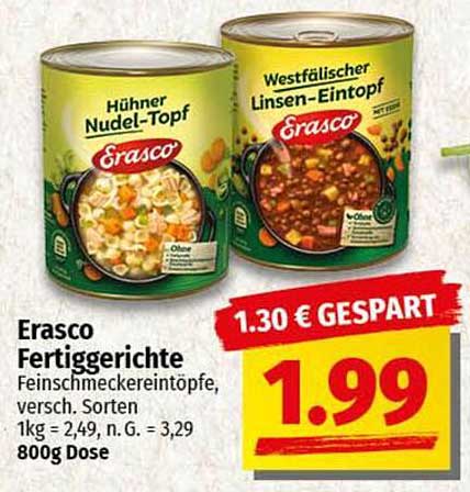 Erasco Fertiggerichte – Hühnertopf und Linseneintopf, 800g Dose