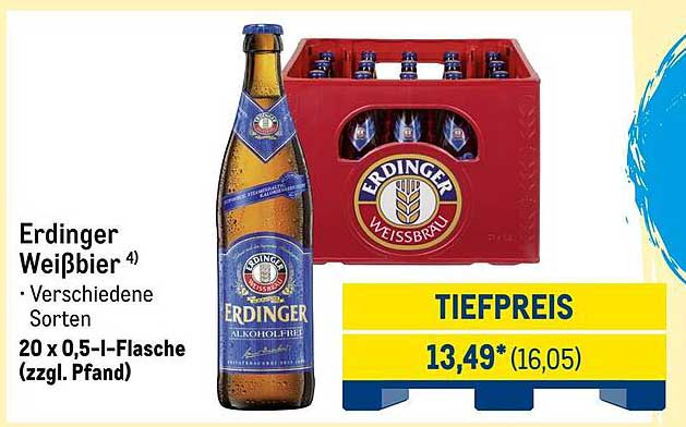 Erdinger Weißbier Alkoholfrei 20 x 0,5 l-Flasche