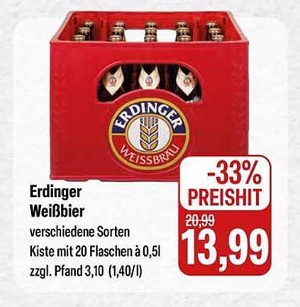 Erdinger Weißbier Kiste mit 20 Flaschen à 0,5l