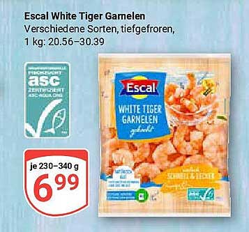 Escal White Tiger Garnelen, verschiedene Sorten, tiefgefroren, 1 kg