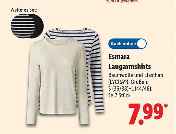 Esmara Langarmshirts – 2 Stück zum attraktiven Preis