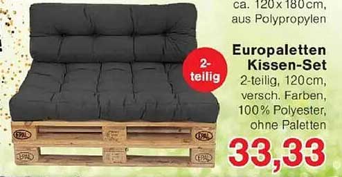 Europaletten Kissen-Set 2-teilig, 120cm, verschiedene Farben, 100% Polyester, ohne Paletten