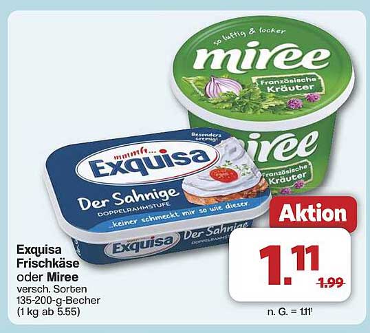 Exquisa Frischkäse oder Miree 135-200 g-Becher