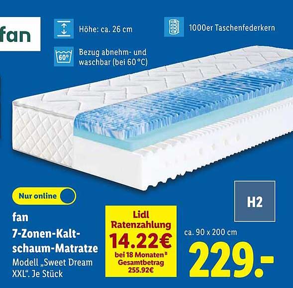 fan 7-Zonen-Kaltschaummatratze Modell „Sweet Dream XXL“