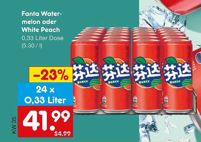 Fanta Watermelon oder White Peach, 24 x 0,33 Liter Dose