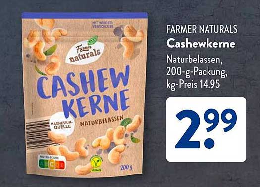 FARMER NATURALS Cashewkerne, 200-g-Packung