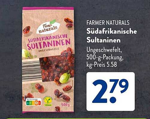 Farmer Naturals Südafrikanische Sultaninen – Ungeschwefelt, 500-g-Packung